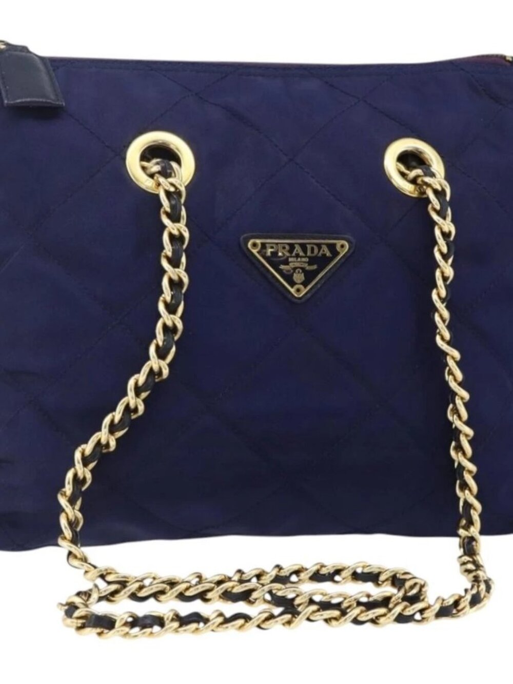 PRADA Chain Shoulder Bag Nylon Purple Gold Auth yk20261